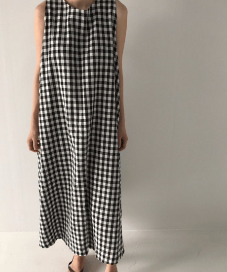 gingham flare dress　hm2909