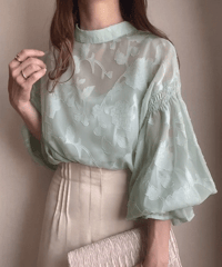 sheer floral blouse / 4color　hm2821