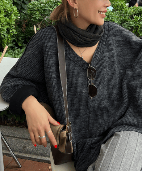v-neck knit top / 2color　hm1129
