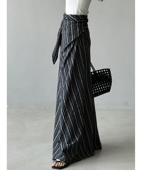 high-waist strip skirt / 2color　hm2443