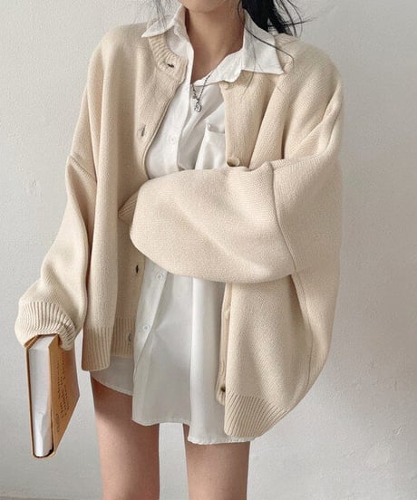 volume knit cardigan   / 4color　hm2605