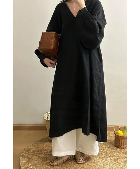 v-neck maxi dress / 2color　hm2537