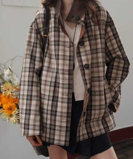 reversible plaid coat　hm2747