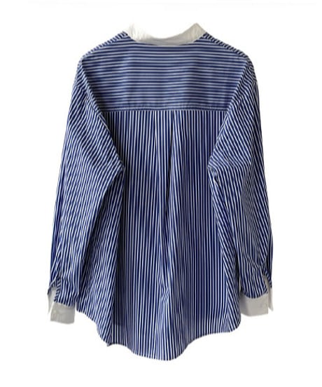 striped collarless blouse　hm2043
