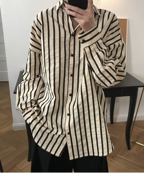 loose-fit striped shirt / 2color　hm1685