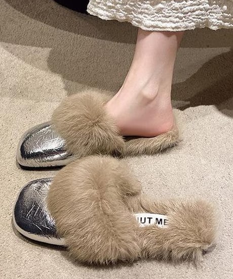 faux fur mules  / 2color　hm2562