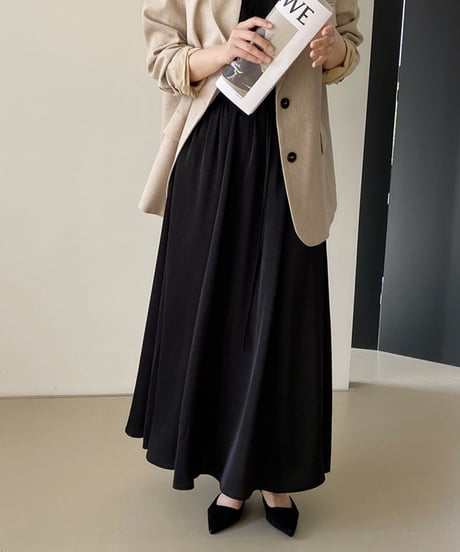 satin flare long-skirt / 2color　hm1376