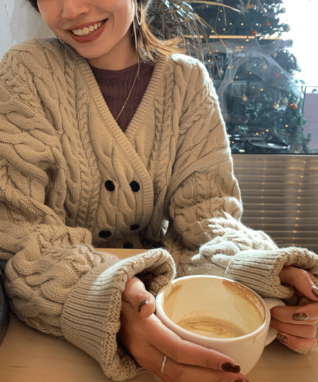 cable knit cardigan / 2color　hm1204