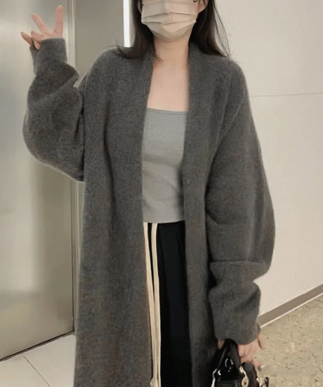 long knit cardigan / 5color　hm2676
