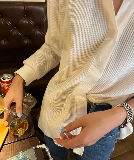 loose waffle cardigan / 2color　hm1038