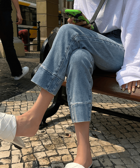 semi-flared denim pants / 2color　hm1300