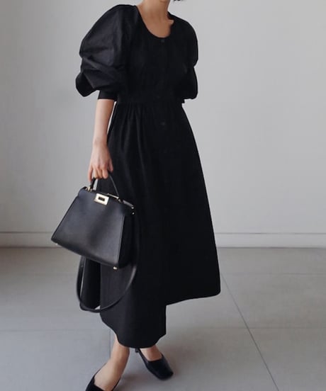bubble sleeve shirt dress / 2color　hm1582