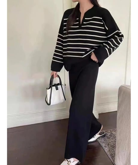 striped knit set-up / 4color　hm2516