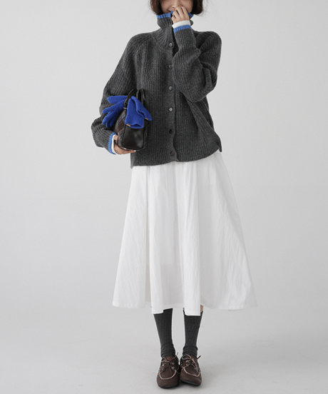 contrast color cardigan / 2color　hm1880