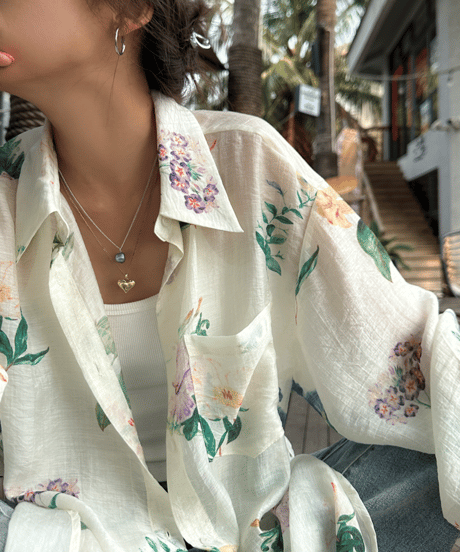 botanical sheer shirt / 2color　hm1882
