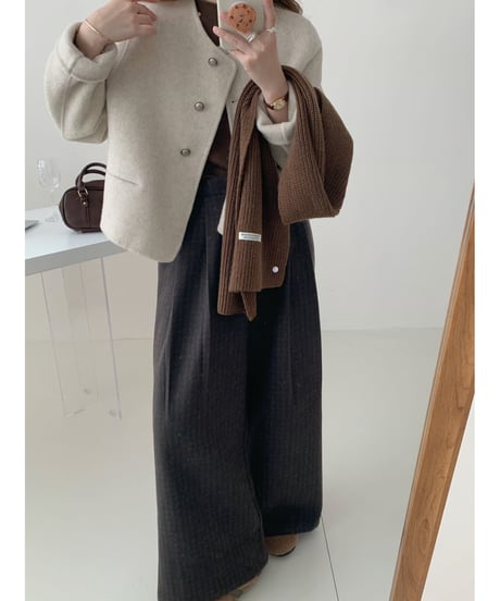 chic no-collar jacket / 5color　hm2705