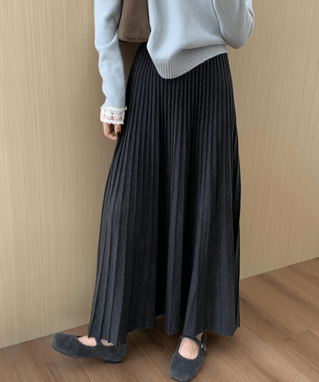 pleated knit skirt / 4color　hm2717