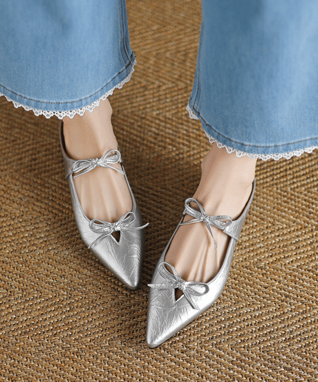 ribbon pointed-toe mules / 3color　hm1436