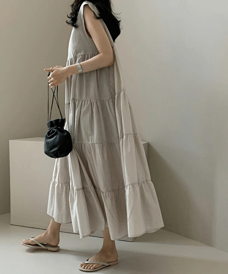 tiered cotton dress / 4color　hm2907
