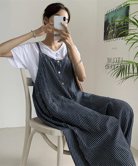 striped overall pants / 3color　hm2944