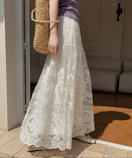 embroidered lace skirt　hm2871