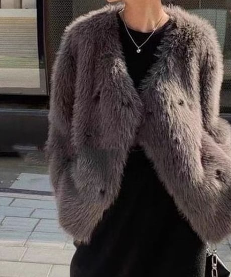 fake fur double coat / 4color　hm1796