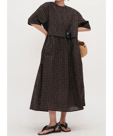 check gathered dress　hm2294