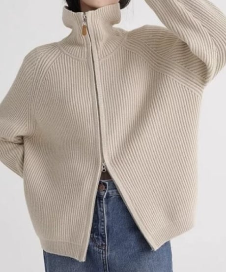 double zip cardigan / 4color　hm1830