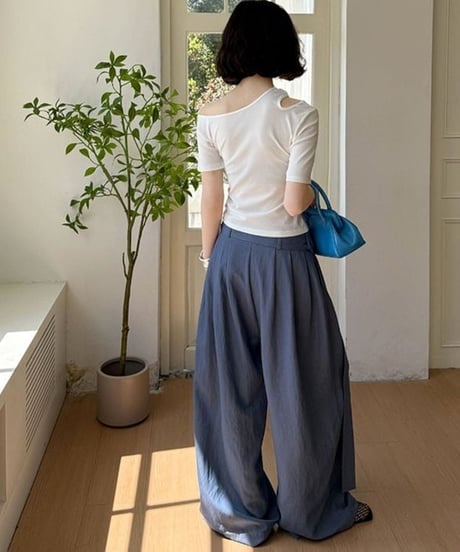 waist tie wide pants / 3color　hm2266