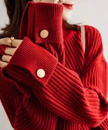 button high-neck knit / 3color　hm2697