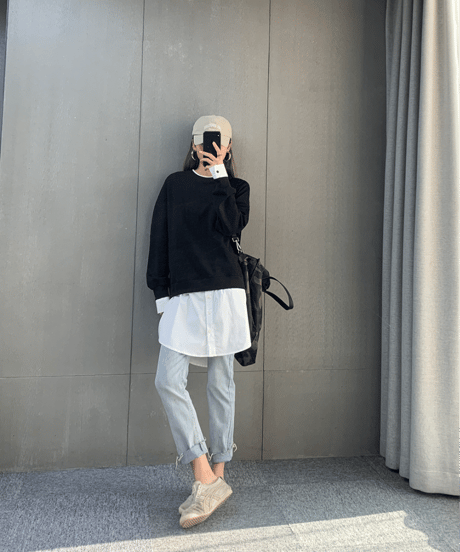 layered-style sweatshirt dress / 2color　hm1246