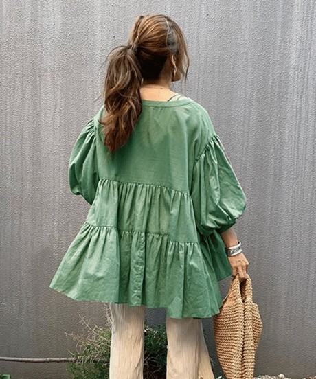 sheer smock blouse / 6color　hm2935