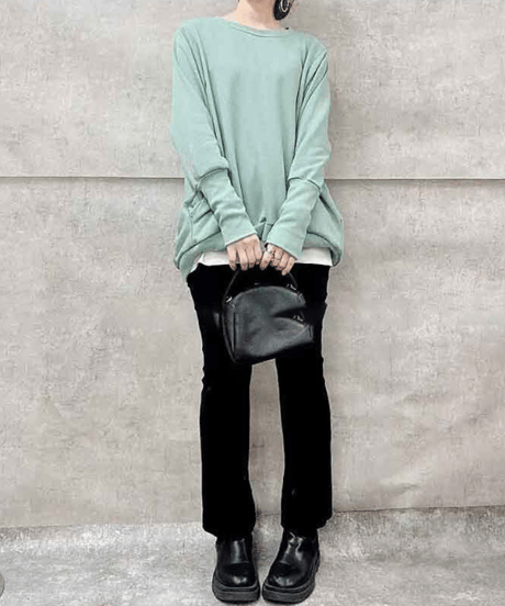 long ribbed sweatshirt  / 19color　hm2641