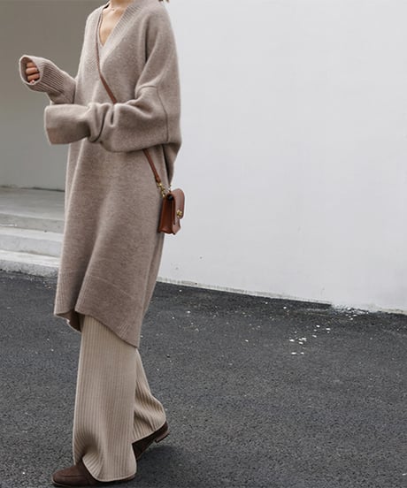 v-neck knit dress / 3color　hm1743