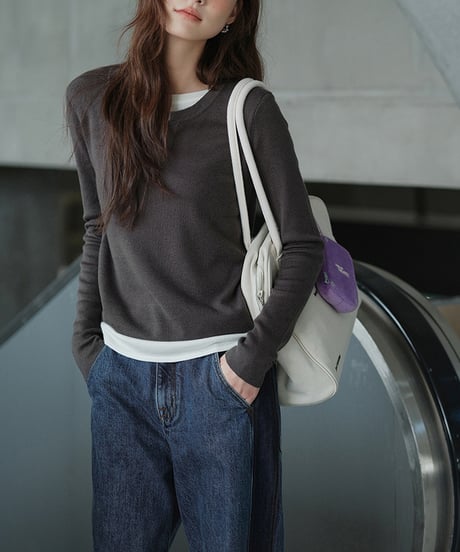 fake two-piece knit shirt  / 2color　hm2549