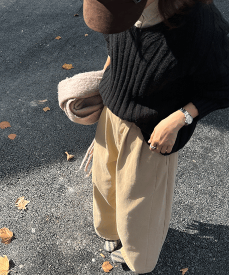 wide tuck pants / 2color　hm1128