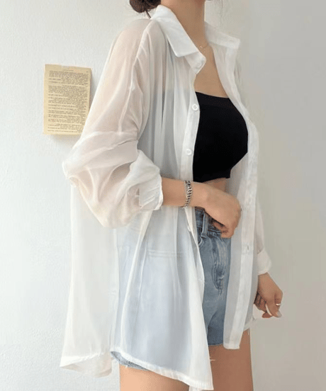 sheer loose shirt / 7color　hm2881