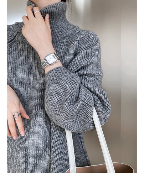 zipper high neck knit / 4color　hm1659
