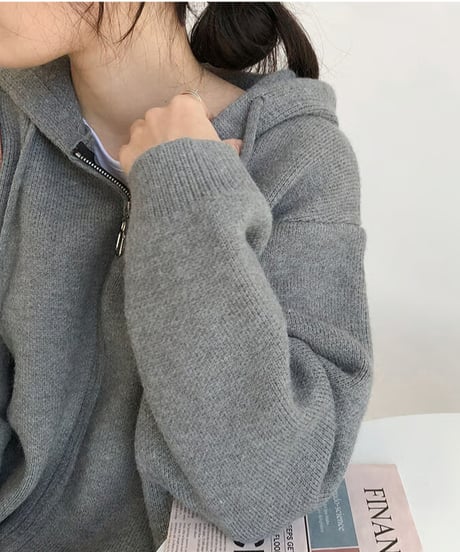 zip knit hoodie / 4color　hm2655