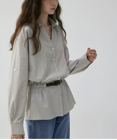 v-neck striped loose shirt　hm2499