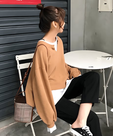 v-neck sweat top / 2color　hm2606