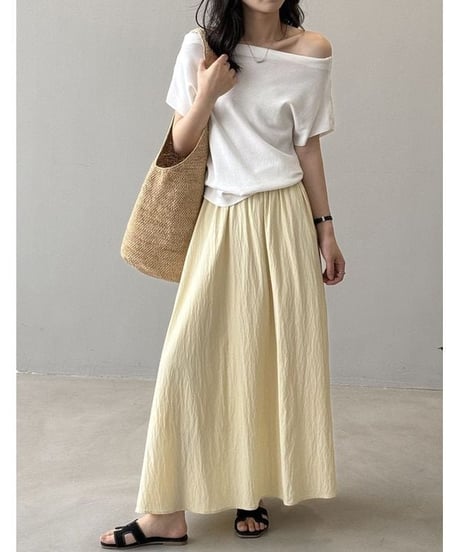 pleated maxi skirt / 4color　hm2324