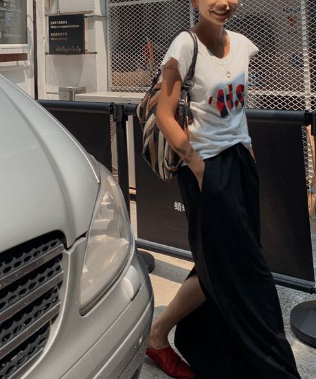 logo message t-shirt / 2color　hm2424