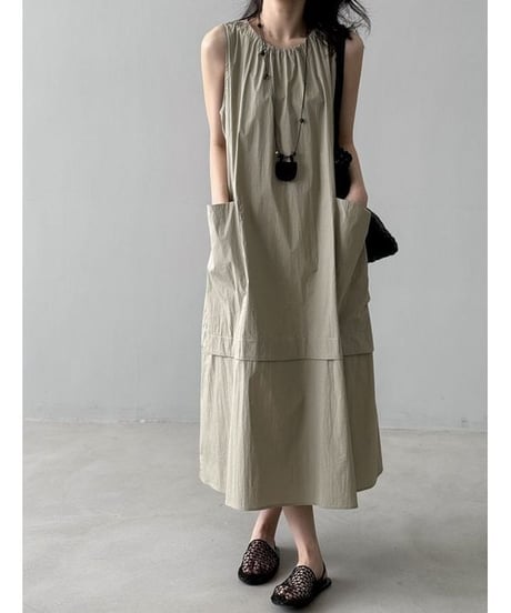 v-neck loose dress / 2color　hm2327