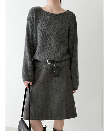 fluffy v-neck knit / 4color　hm2726