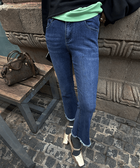 fringe denim pants / 2color　hm1694
