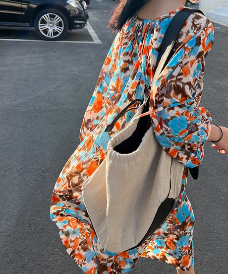 bohemian shirring dress　hm1360
