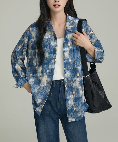 nuance pattern blue shirt　hm2033