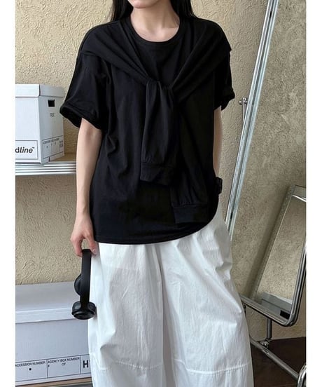 tie detail t-shirt / 3color　hm2273