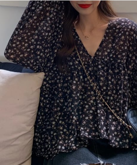 floral chiffon blouse / 2color　hm2911